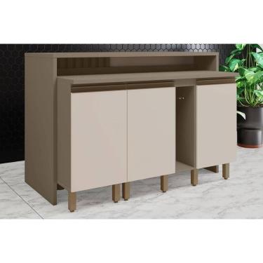 Imagem de Bancada Ilha Cozinha Gourmet Connect C/ 3 Portas 145cm Duna/cristal - Henn