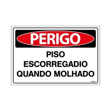 Imagem de Placa De Sinalização Perigo Piso Escorregadio Quando Molhado 30x20 Eco