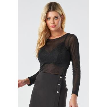 Imagem de Blusa PKS Manga Longa Tule Lurex Preta, G