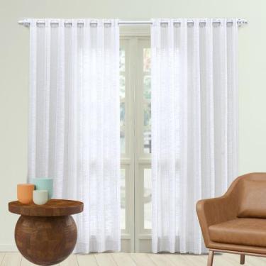 Imagem de Cortina Linho Premium 290x250 cm com Ilhós Cromado Admirare, Branca