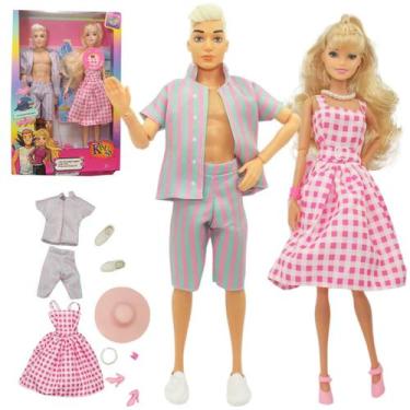 Imagem de Brinquedo Boneca Tipo Barbie e Ken Articulada com Roupas e Acessórios 