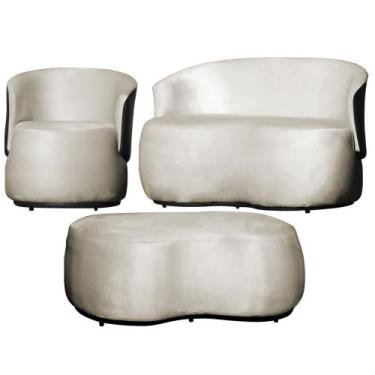 Imagem de Kit 1 Poltrona 1 Namoradeira e 1 Puff Grande Orgânico Beatriz Tecido V