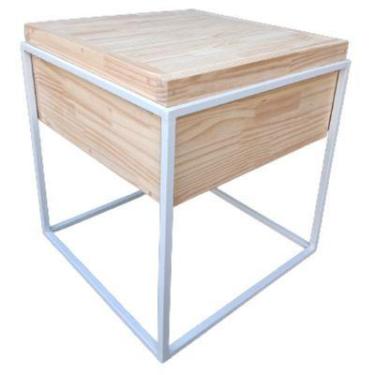Imagem de Mesa de Centro ou Canto Industrial - Caixote Com Tampa - Ferro Em Bran