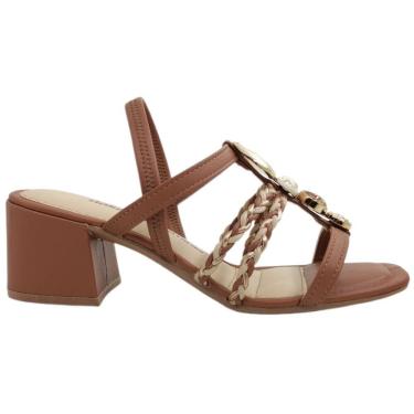 Imagem de Sandália Feminina Casual Dia a Dia Passeio Trabalho Salto Grosso Médio Bico Quadrado Dakota Y8211