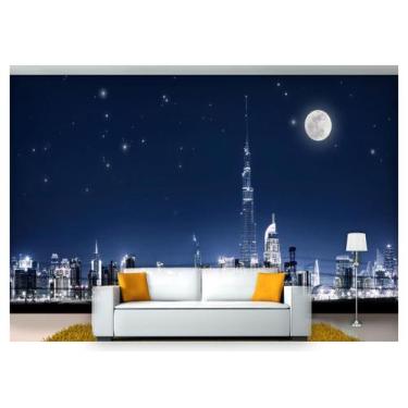 Imagem de Papel De Parede Lua Noite Cidade Dubai 3D Lua20 - Você Decora