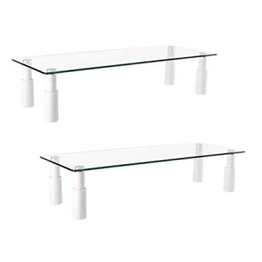 Imagem de Mount Plus STB101 monitor de vidro temperado de 22,5 polegadas de largura, suporte de mesa com altura ajustável para tela plana LCD LED TV, laptop, notebook, tela (pacote com 2)