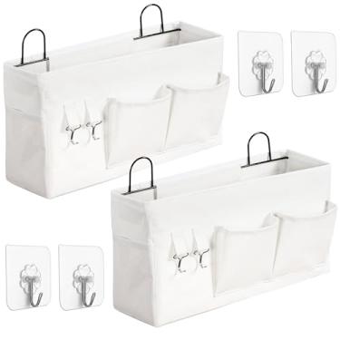 Imagem de HZZTY BRNY Bolsa de armazenamento grande para pendurar na parede, organizador de bolsos de tecido de linho para armário de porta, impermeável, multifuncional, para sala de estar, quarto, banheiro,