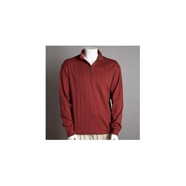 Imagem de Greg Norman Camisa masculina listrada com zíper, Cardinal, XGG