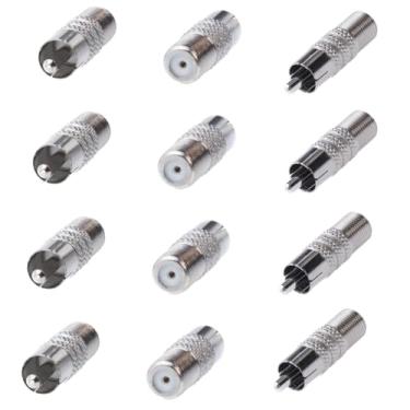 Imagem de Conector adaptador de áudio coaxial RCA macho para F fêmea (pacote 10/20/30/50/100) (100)
