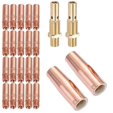 Imagem de Kit de pistola de soldagem MIG Difusor de bocal de ponta 0,023" para Lincoln Magnum 100L Tweco Mini/#1 inclui (pontas de contato 11-23 0,023", bocais de gás 21-50 1/2", difusor de soldagem 35-50) (24peças)