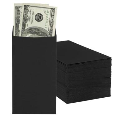 Imagem de Granhoolm Pacote com 50 envelopes grandes para dinheiro de 8,89 x 16,51 cm para plano de economia, moeda, semente, cartão de crédito, cheque e itens pequenos (preto)