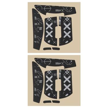 Imagem de eMagTech 2 conjuntos de fita antiderrapante para mouse antiderrapante adesivo de mouse pré-cortado compatível com mouse sem fio Logitech G Pro X, preto