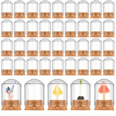 Imagem de Barydat 50 peças de cúpula de vidro cloche de 8 ml com tampas de cortiça, mini frascos de vidro cloche com base de frascos decorativos para exibição de amostras de flores, artesanato, artesanato