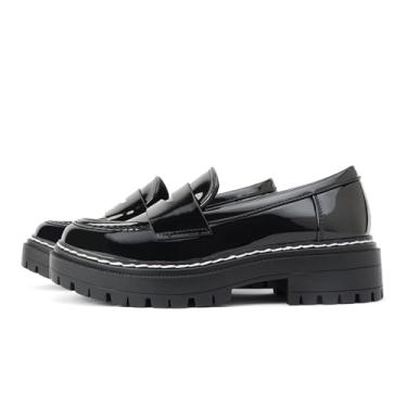 Imagem de Soda "Soho" ~ Mocassim feminino sem cadarço com salto plataforma, Pat preto, 35