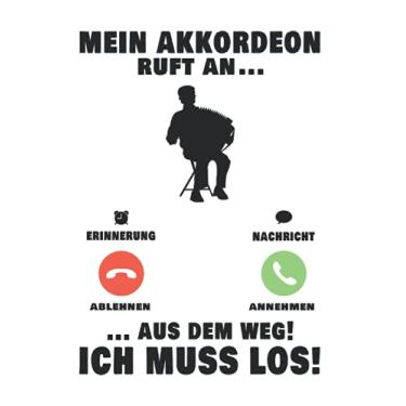 Imagem de Akkordeonist Notizbuch: Mein Akkordeon ruft an Ziehharmonika Akkordeonist / 6x9 Zoll / 120 karierte Seiten Seiten