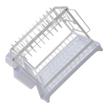 Imagem de Rack de Secagem de Pratos de 2 Camadas, Escorredores de Pratos de Cozinha de Metal Com Base Antiderrapante, Orifícios de Drenagem e Aparência Elegante, Organizador de Escorredor