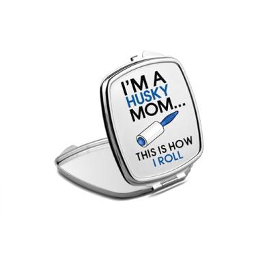 Imagem de SpreadPassion Espelho compacto I'm a Husky Mom, presente Husky Mom, espelho fotográfico Husky Mom, espelho de maquiagem de viagem pequeno espelho portátil, espelho de bolso portátil, ideia de