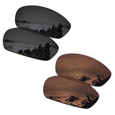 Imagem de SmartVLT Lentes de substituição masculinas Stealth preto e marrom âmbar para óculos de sol Oakley Whisker