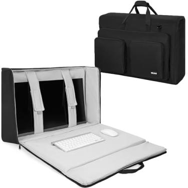 Imagem de WELIDAY Estojo de transporte para monitor, estojo de viagem acolchoado para monitor com vários bolsos para transportar telas, monitores e TVs, Preto, For 19"- 24" Screen
