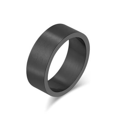 Imagem de INRENG Anel masculino feminino de aço inoxidável de 19 mm/10 mm de largura grande legal liso acabamento fosco topo plano prata, ouro, preto, Metal, Sem pedra preciosa