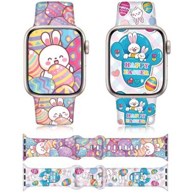 Imagem de Mazuboho Pulseira feminina de Easter Eggs compatível com Apple Watch séries 10/9/8/7/6/5/4/3/2/1/SE de 42 mm (série 10), 41 mm, 40 mm, 38 mm, 4, 3, 2, 1 e SE