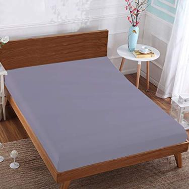 Imagem de BedDecor 1 lençol com elástico 100% algodão egípcio, bolso extra profundo de 38 cm (casal - 137 x 189 cm - lilás)