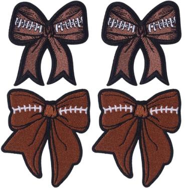 Imagem de CustomyLife 4 peças de adesivos de futebol americano, adesivos de laço estilo esportivo, 2 tipos de decoração moderna com aplique bordado para mulheres, jeans, jaquetas, mochilas, roupas, chapéus