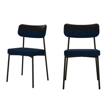 Imagem de Kit com 2 Cadeiras para Sala de Jantar Mona Yescasa Azul Corriente/Preto