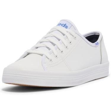 Imagem de Keds Tênis feminino Kickstart com cadarço, Couro branco/azul, 5
