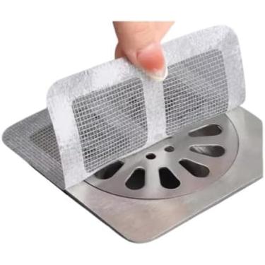 Imagem de Kit 20 Protetores Telinha Adesivo para Ralos 10cm x 10 cm Anti Inseto e Coletor de Cabelo Para Casa Banheiro.