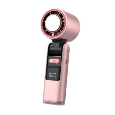 Imagem de Fenteer Ventilador portátil portátil Fan USB Recarregável Motor sem escova Display Digital 1-100 Velocidade, Rosa