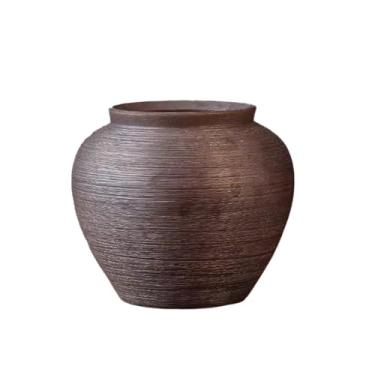 Imagem de Vaso Vaso de cerâmica retrô artesanal, bola redonda, jarra de cerâmica, ornamentos, flor, inserível, planta verde, sala de estudo, decoração interior Vaso de flores