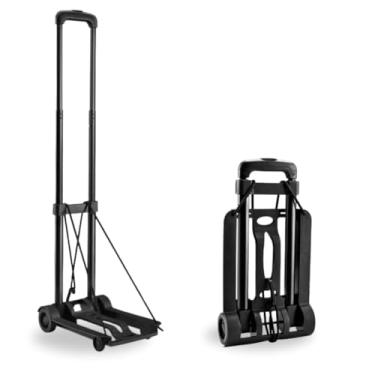 Imagem de Carrinho de Transporte e Carga Dobrável, De Mão, Estrutura em Alumínio, Capacidade 40kg, Base Antiderrapante, Rodas em PVC