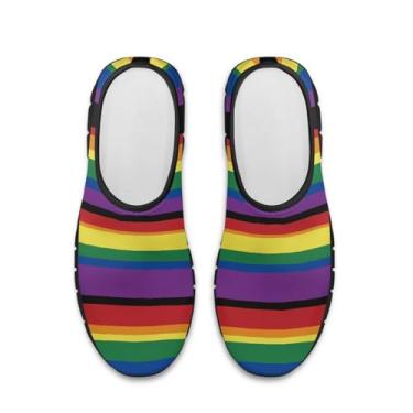 Imagem de GOSTONG Tênis de arte floral para mulheres, confortável, sola macia, antiderrapante, tênis de caminhada para viagens ao ar livre, fácil de calçar, leve, para uso interno, preto, 34-48, Orgulho