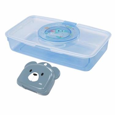 Imagem de Kit Infantil Ludico Porta Lenços Umedecidos Saboneteira Porta Sabonete Ursinho (Astronauta)