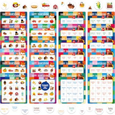 Imagem de Jogo de Bingo do Dia de Ação de Graças, 12 placas de bingo bilíngues em inglês e espanhol, jogo de bingo para 12 jogadores para festas do dia de ação de graças para adolescentes ou adultos