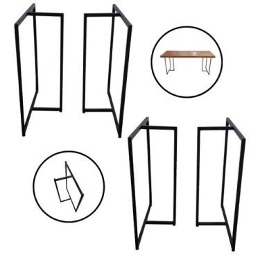 Imagem de Kit 2 Pares Pé de Mesa Ferro 76,5x60 Preto Resistente - INOX LAURINDOS