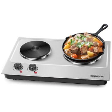 Imagem de Cooktop Fogão Elétrico Placa Quente Placa de Ferro Fundido 1800 W Inoxidável Preto Fácil Versão Atualizada Limpa