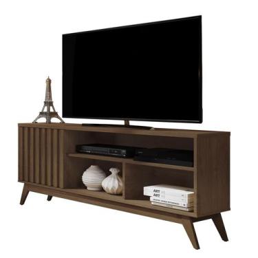 Imagem de Rack Para Sala TV Até 55 Polegadas Malbec Wood Ripado - Giga Móveis - 