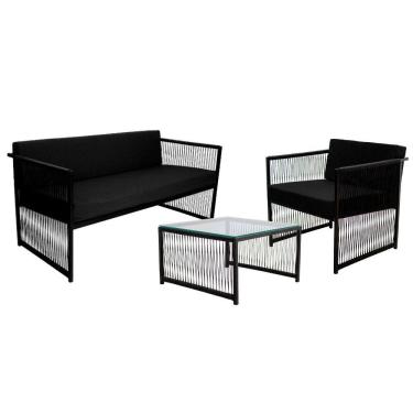 Imagem de Conjunto para Área Externa de Fibra Sintética - Poltrona Namoradeira Mesa de Centro Santiago