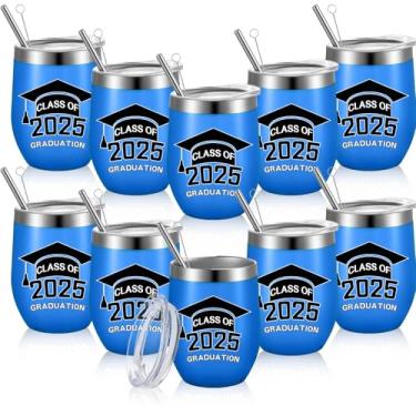 Imagem de Eaasty 10 peças Class of 2024 Caneca de viagem de graduação para ela ele com canudos de tampa Pincéis Presentes de formatura 2024 340 g Presentes de formatura de mestrado de formatura 2024 Copos de