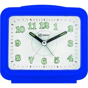 Imagem de Relógio Despertador Branco Dois Alarme Super Alto Pilha Azul - Azul