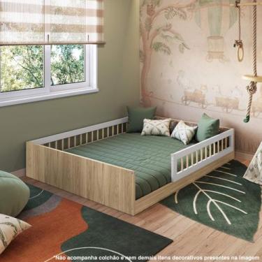 Imagem de Cama de Chão Casal Montessoriana com Lastros MDF Amore Móvel na Caixa,