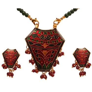 Imagem de Touchstone Lindo conjunto de pingentes de designer de noiva tradicional Bollywood indiano em dourado e prateado para mulheres., liga, Sem pedras preciosas,