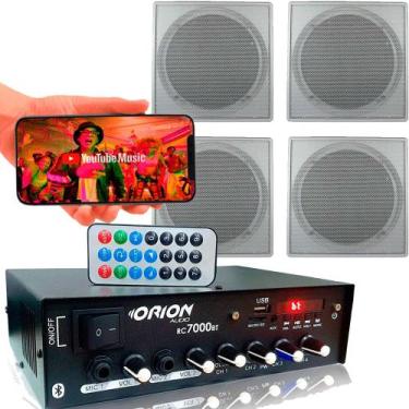 Imagem de Kit Som Ambiente 4 Canal 500 Watts + 4 Arandela Br Quadrada - ORION