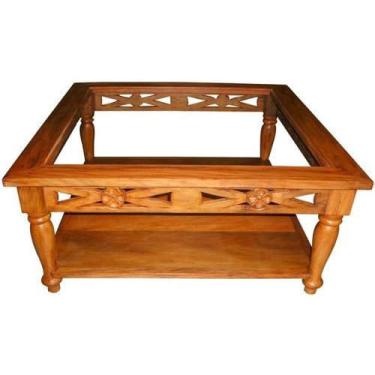 Imagem de Mesa De Centro Leona Em Madeira De Demolição Para Tampo De Vidro - Cód 892
