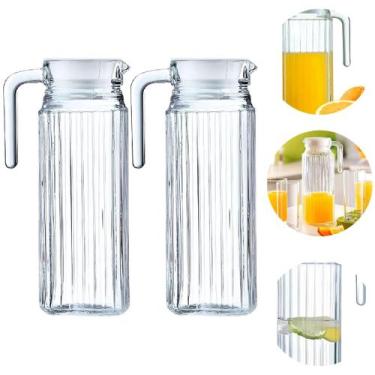 Imagem de Kit 2 Jarras de Vidro Com Tampa pra Água Sucos Bebidas 1L - Ingá Impor