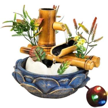 Imagem de Fonte De Agua Cascata 2 quedas Bambu Flor Lotus Decoracao - NoBrand, A