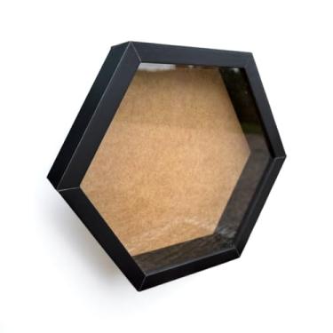 Imagem de Moldura Hexagonal Caixa Alta Com Vidro Expositora Folhas Secas Bordados Quadros Quilling Scrapbook - 1,5x4,5 Cor:Preto;T