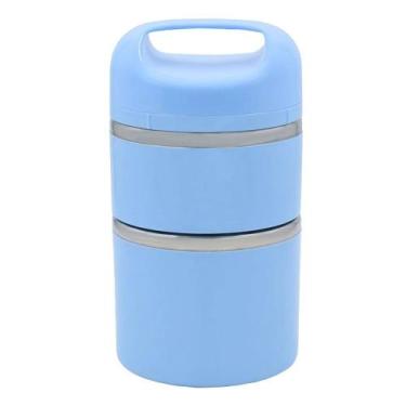Imagem de Lancheira Vertical 3 Compartimentos Inox Marmita - YINS, Azul